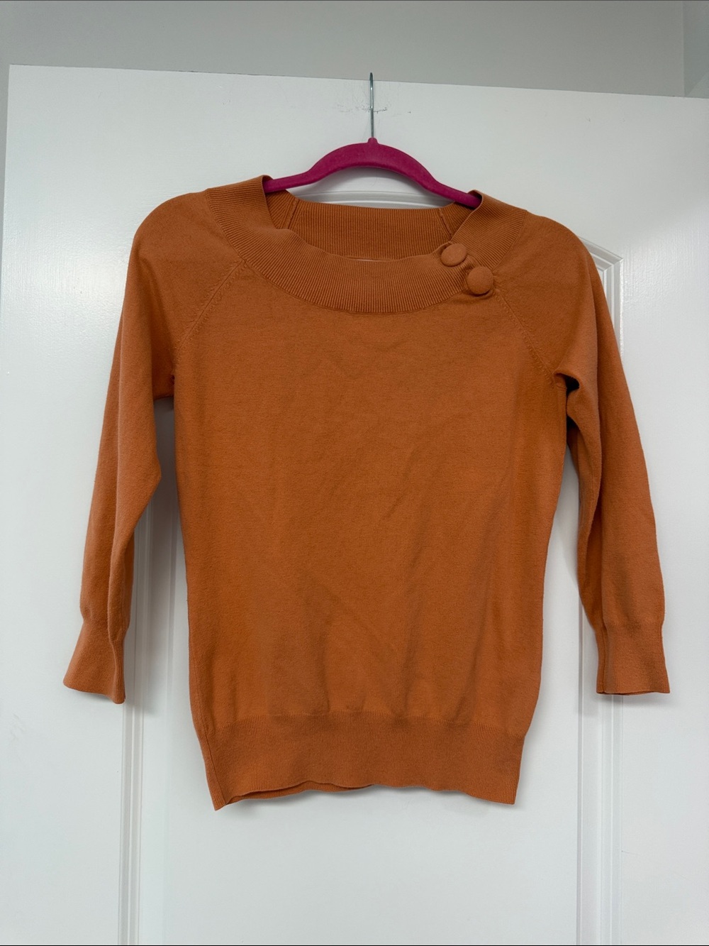 Banana Republic Peach Orange Crewneck Silk-Cotton Blend Sweater